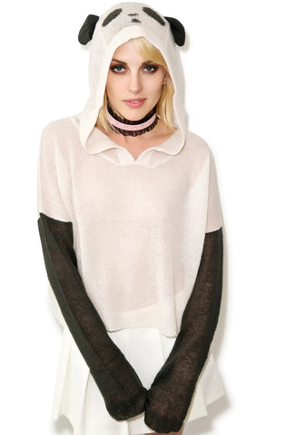 Panda Face Hooded Billy - Light Pink