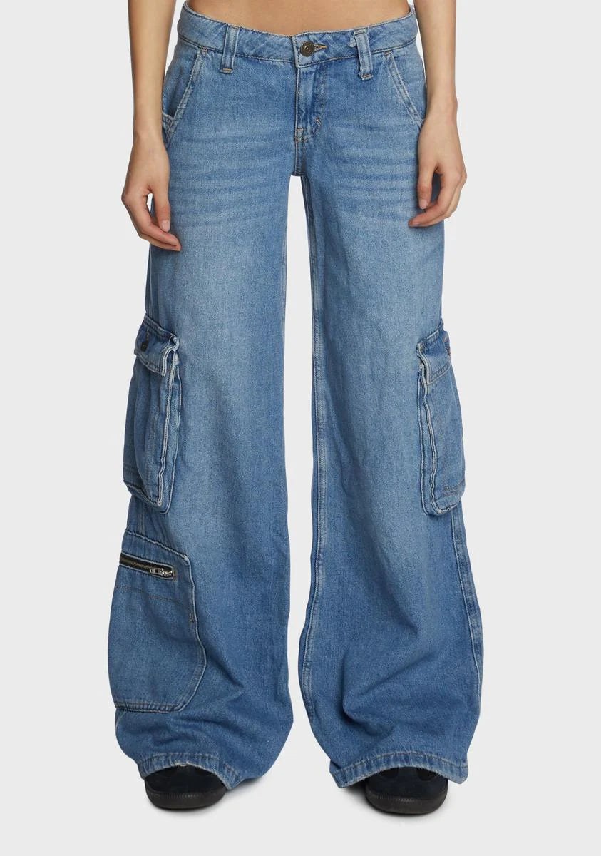 Low Rise Puddle Cargo Jeans