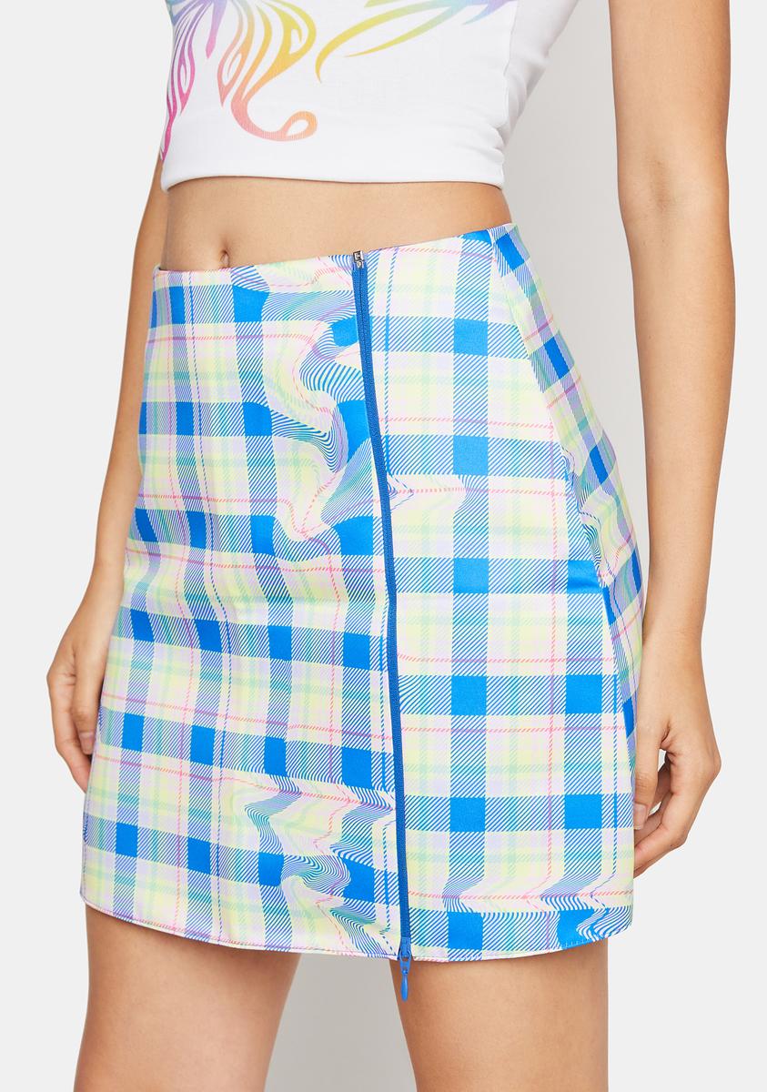 Trippy Plaid Mini Skirt