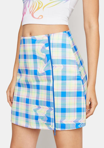 Trippy Plaid Mini Skirt