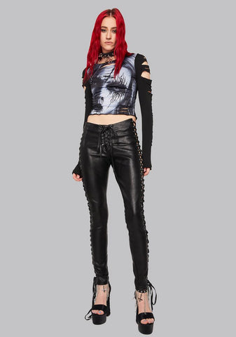 Hand Of Doom Lace-Up Leggings