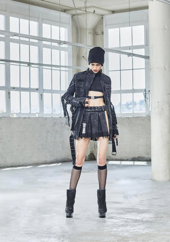 Bassline Distressed Mini Skirt