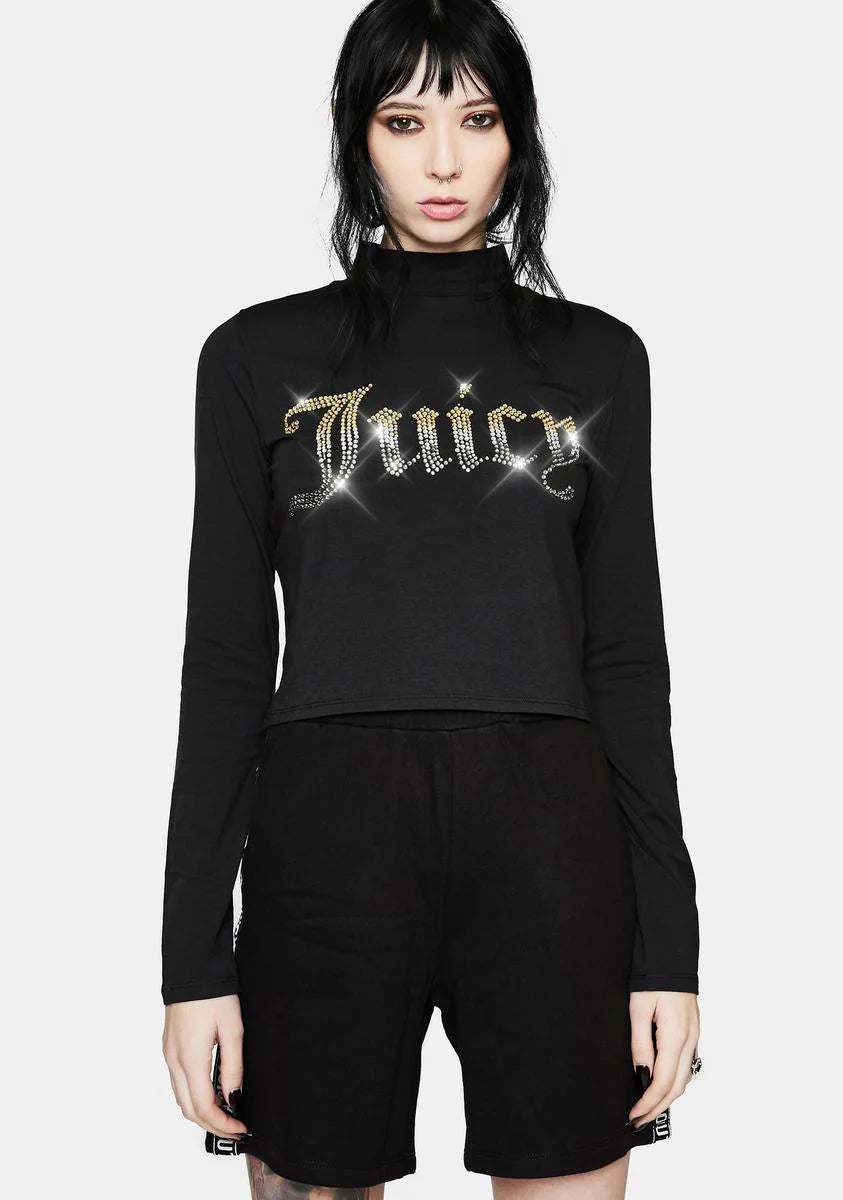 Rhinestone Juicy Logo Long Sleeve Top