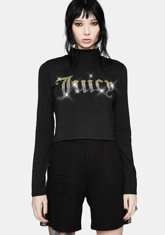 Rhinestone Juicy Logo Long Sleeve Top