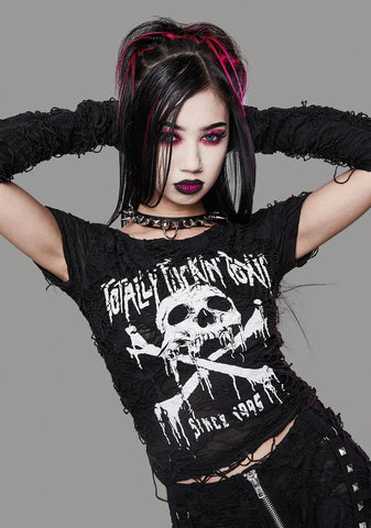 Toxic For Life Shredded Top