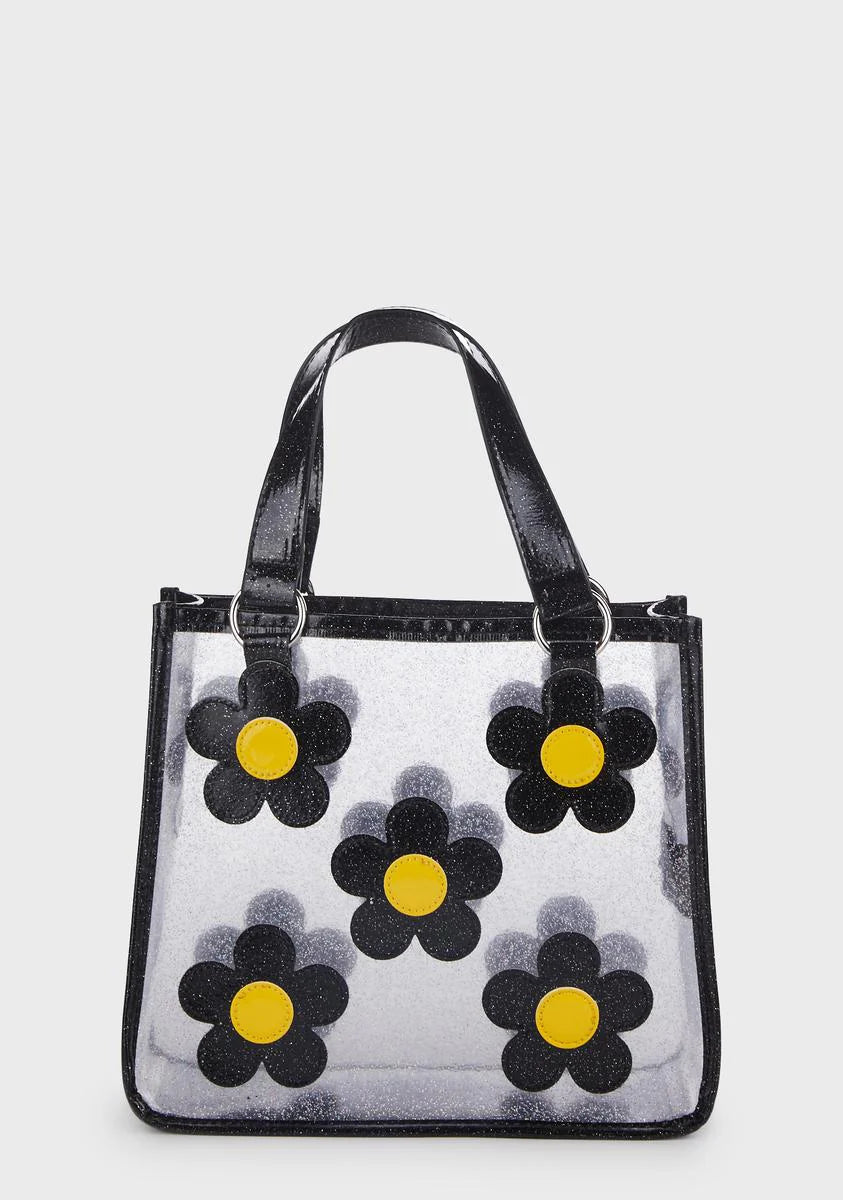 Diggin' Ur Stems Floral Tote Bag - Black