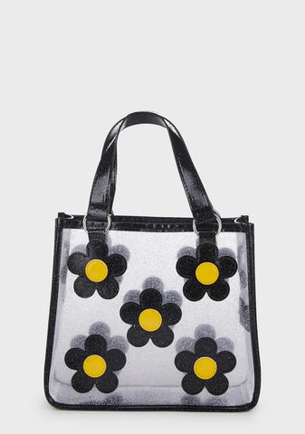 Diggin' Ur Stems Floral Tote Bag - Black