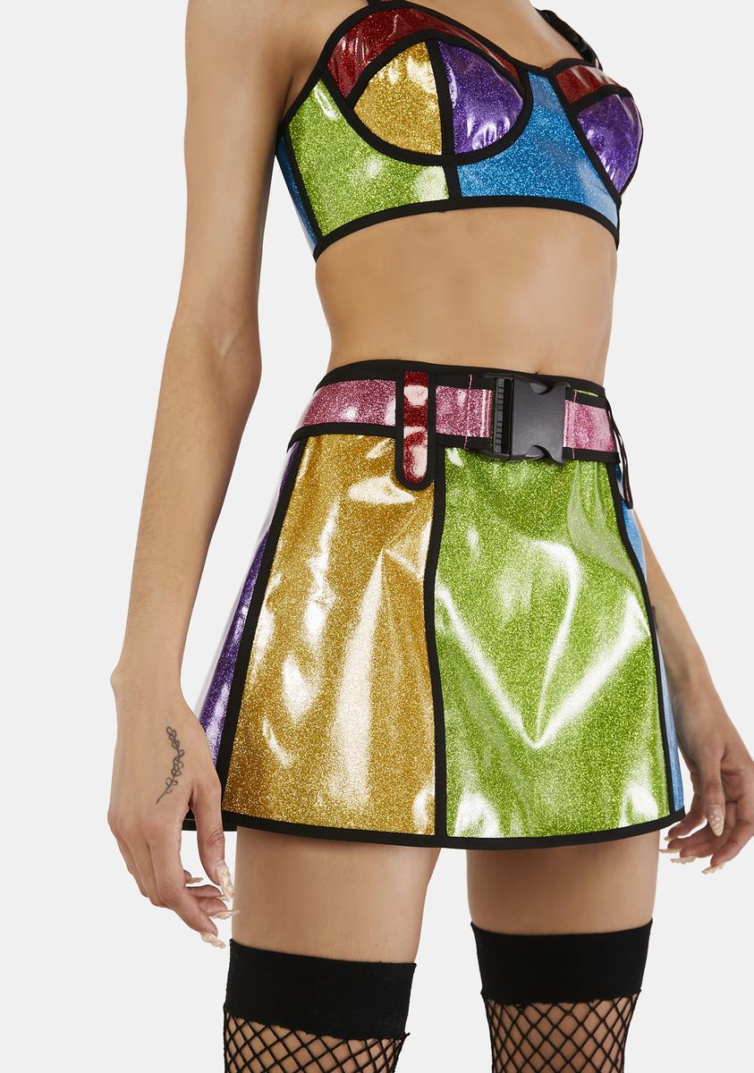 Rainbow Runner Glitter Mini Skirt