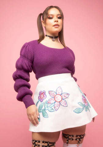 Plus Blooming Joy Patchwork Skirt