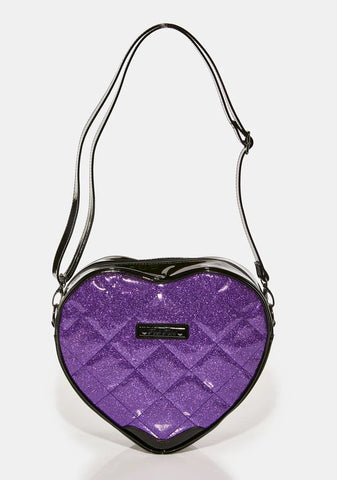 Studded Bat Quilted Heart Shoulder Bag