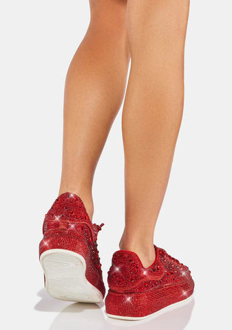 Red Azure Rhinestone Sneakers