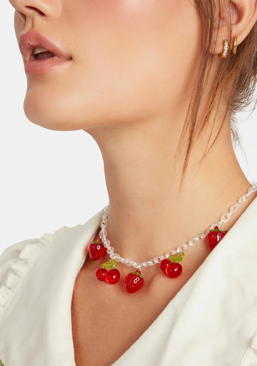 Bitten Cherries Chain Necklace