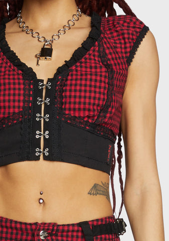 Red And Black Bo Peep Crop Top