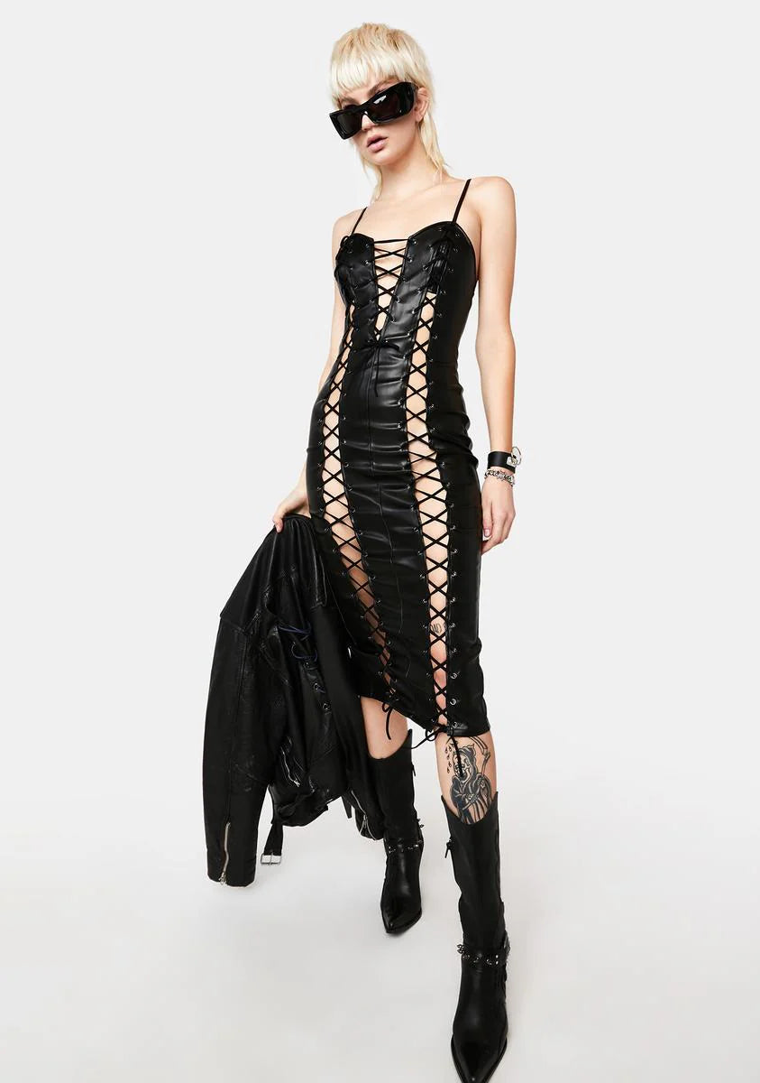 The Perfect Place Lace Up Midi Dress