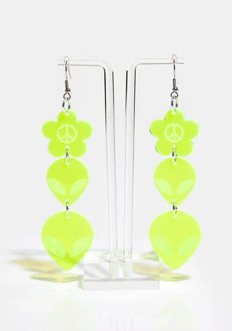 Peace Alien Earrings