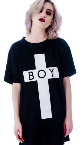 x BOY London Boy Cross Oversized Tee - Stripe