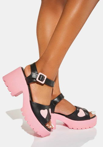Romance Rebel Pink Heart Sandals