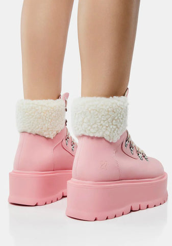 Pink Kaldor Platform Hiker Boots