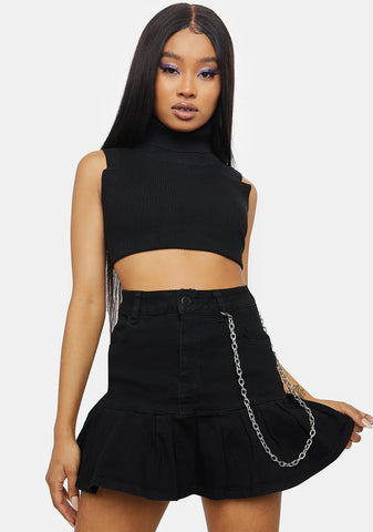 Slick Call Back Later Denim Mini Skirt