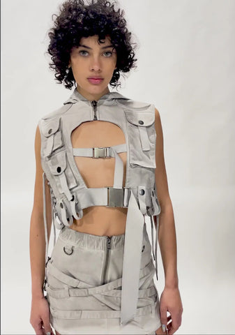 Replay Unisex Washed Tactical Hoodie - Ecru