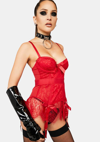 X Bettie Page Red Tempest Basque