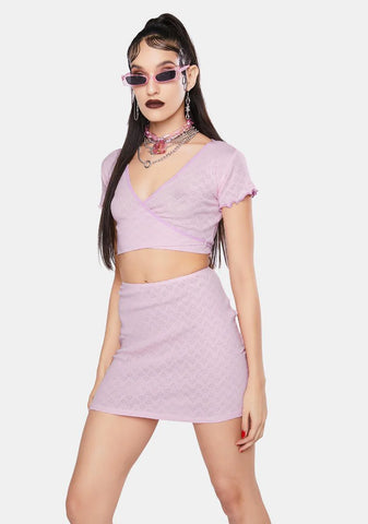 Pink Heart Cut Out Jersey Mini Skirt