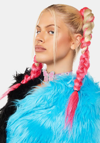 Hot Pink Jumbo Braid With Tinsel