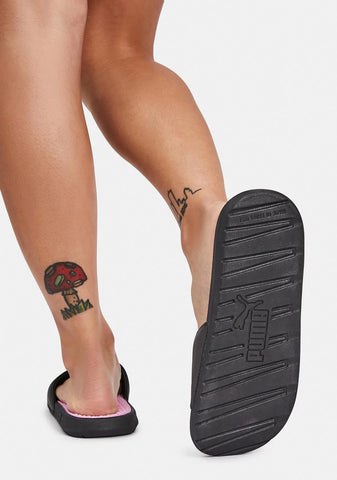 Black Pink Cool Cat Slides