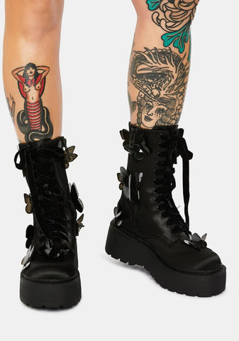 Awaken The Night Butterfly Combat Boots