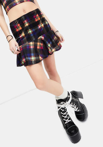Running Wild Plaid Mini Skirt