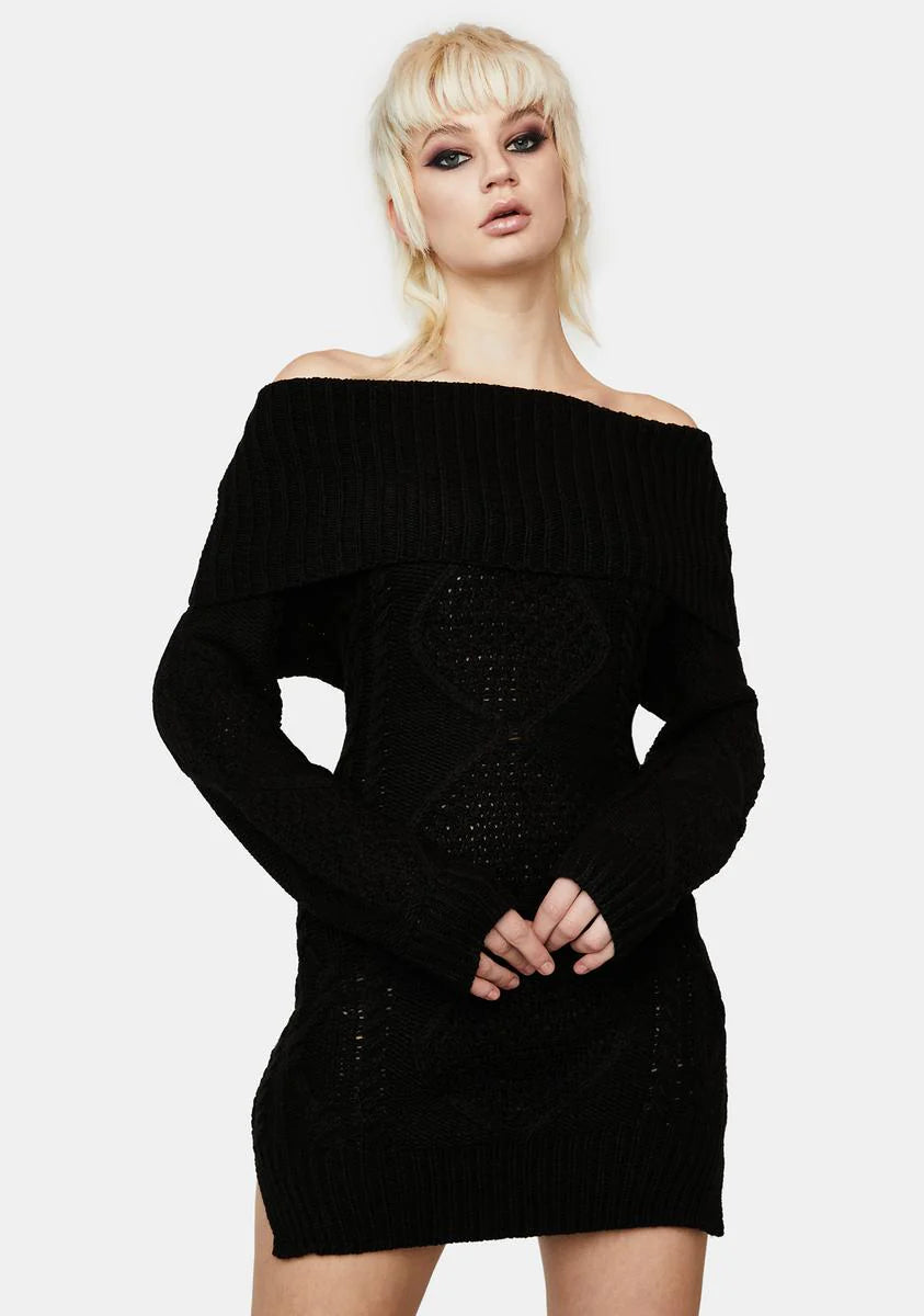 Nighttime Snow Frolic Sweater Dress