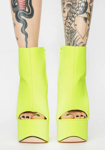 Neon Yellow Sandspur Peep Toe Heels
