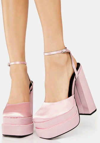 Pink Satin Moonchild Platform Heels