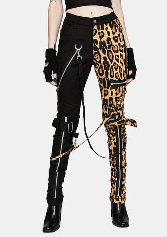 Nat Leopard Split Leg Bondage Pants
