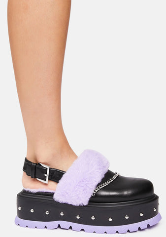 Purple Chibi Faux Fur Sandals
