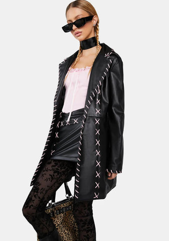 Midnight In Paris Vegan Leather Coat