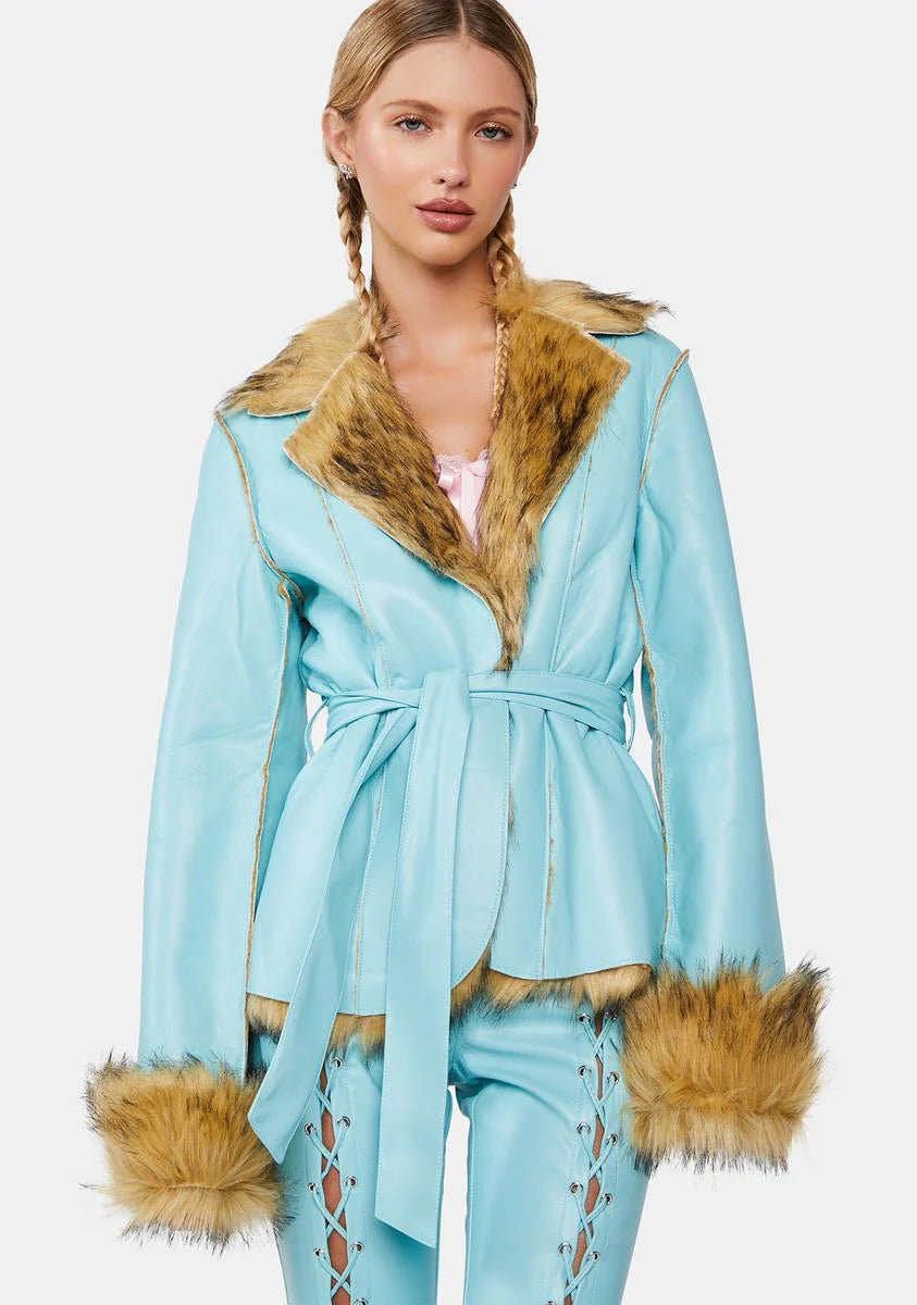 Aqua Can't Be Outshined Vegan Leather Jacket