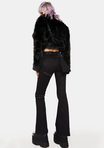 Medium Low Waist Punk Flared Pants
