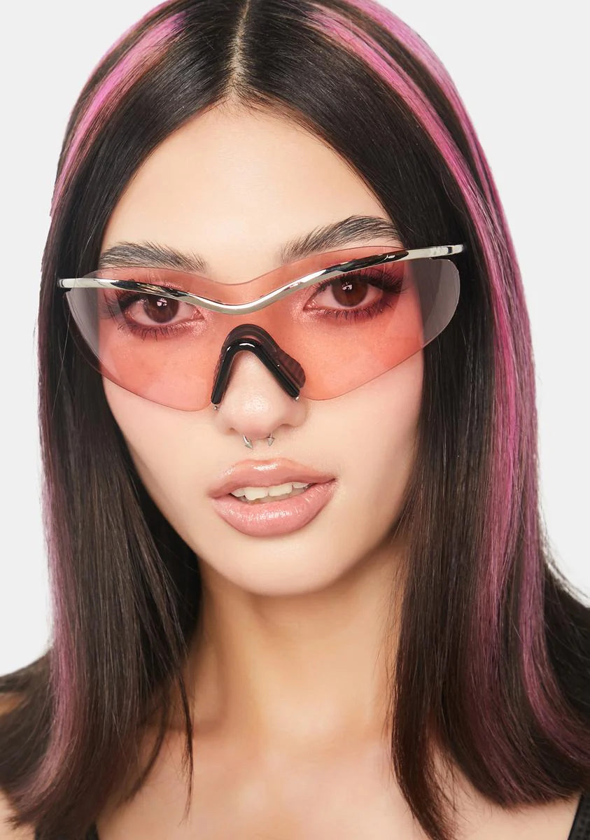 New Pop Pink Shield Sunglasses
