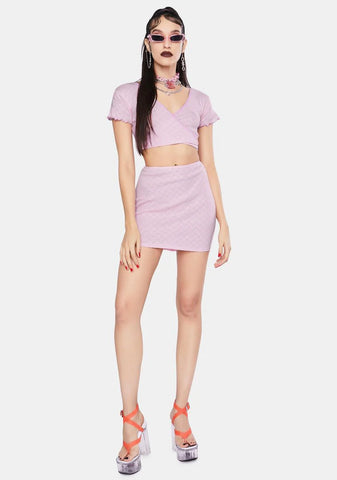 Pink Heart Cut Out Jersey Mini Skirt