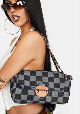 Designer Taste Checkered Shoulder Bag