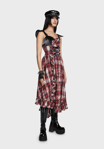 Grunge Ruffle Plaid Dress