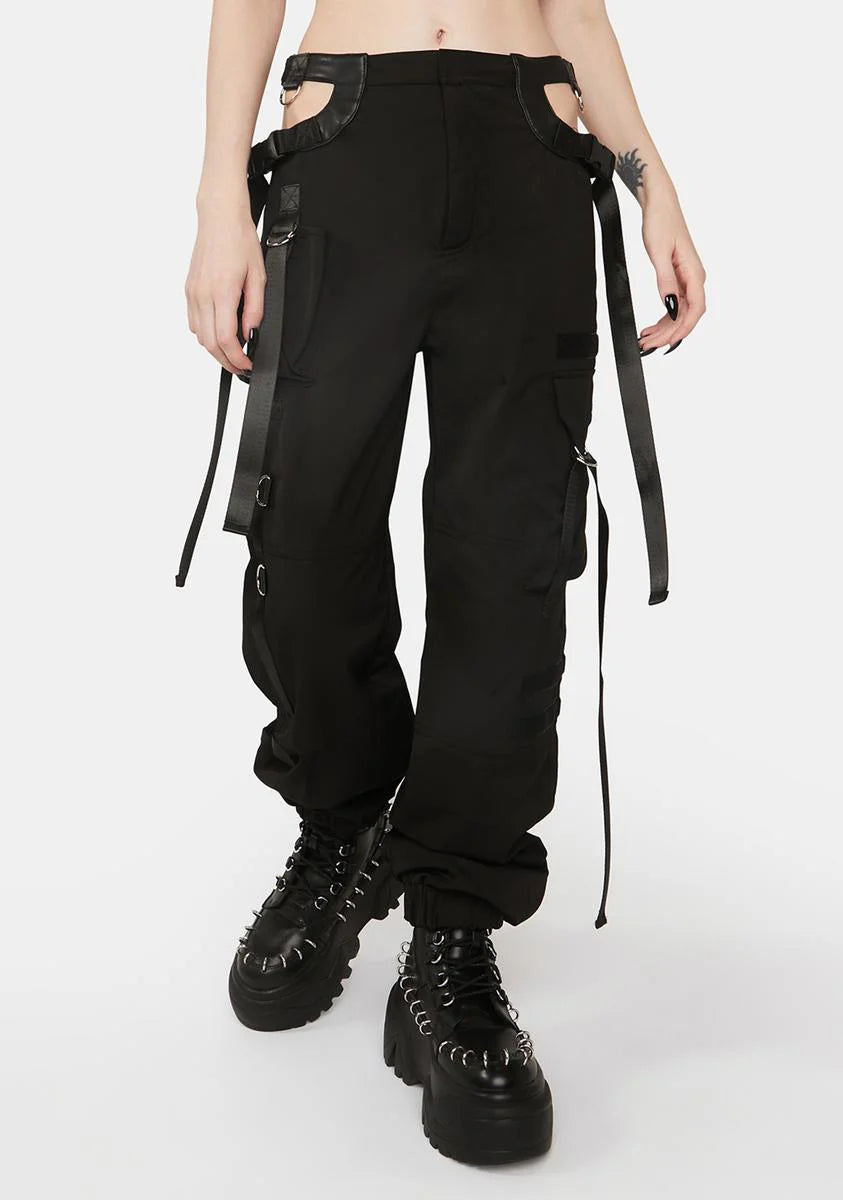 Black Cut Out Workwear Pants
