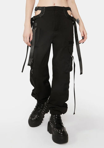Black Cut Out Workwear Pants