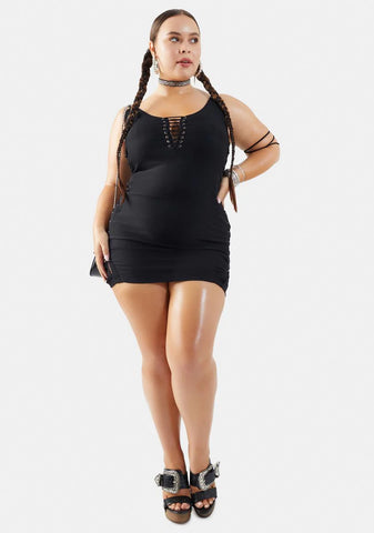 Real Stallion Sass Lace-Up Mini Dress