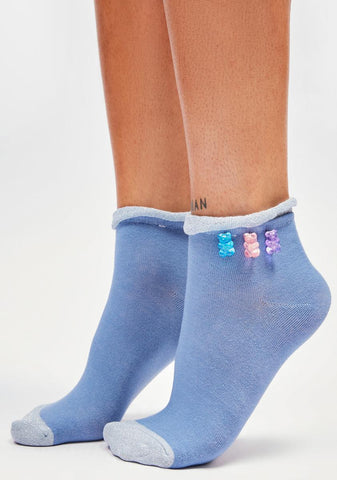 Aqua Always A Treat Ruffle Crew Socks