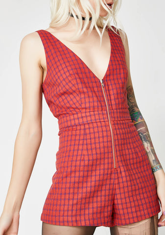 Mz Goodie Plaid Romper