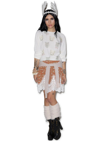 Snow Foxy Raglan - White