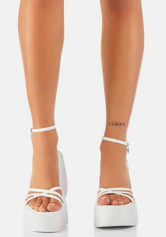 Soulmate White Platform Leather Heels