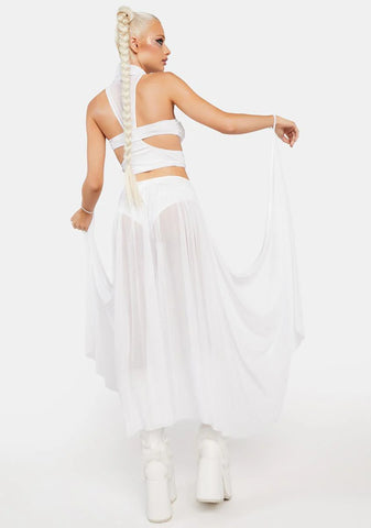 Heaven's Cataract Mesh Train Shorts - White